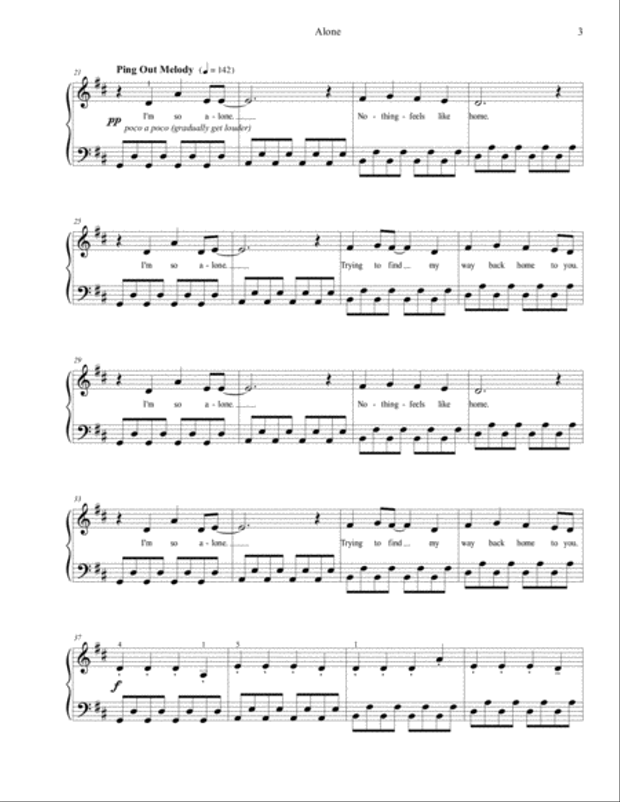 Alone Easy Piano scores gallery preview page 3