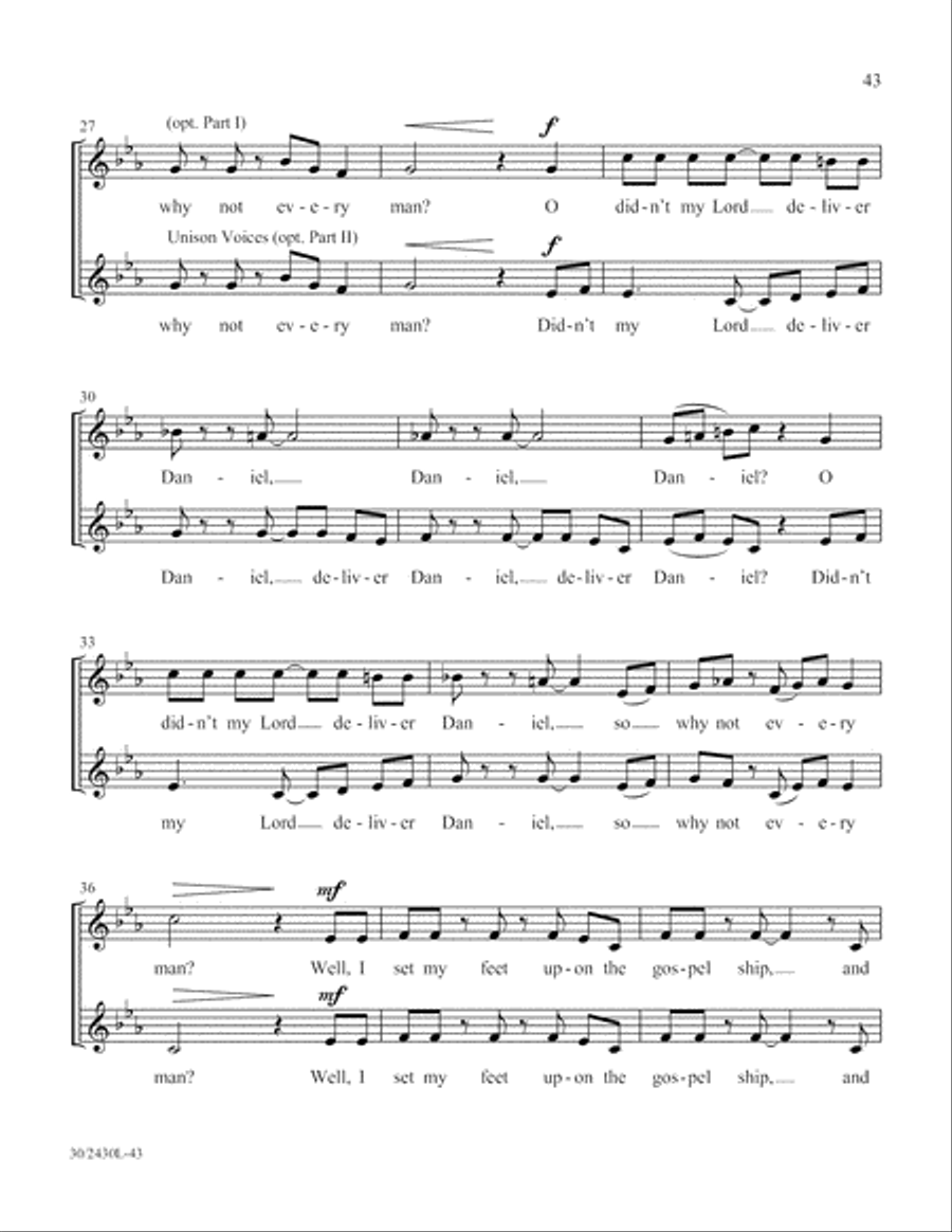 Simply Spirituals Unison Choir scores gallery preview page 44