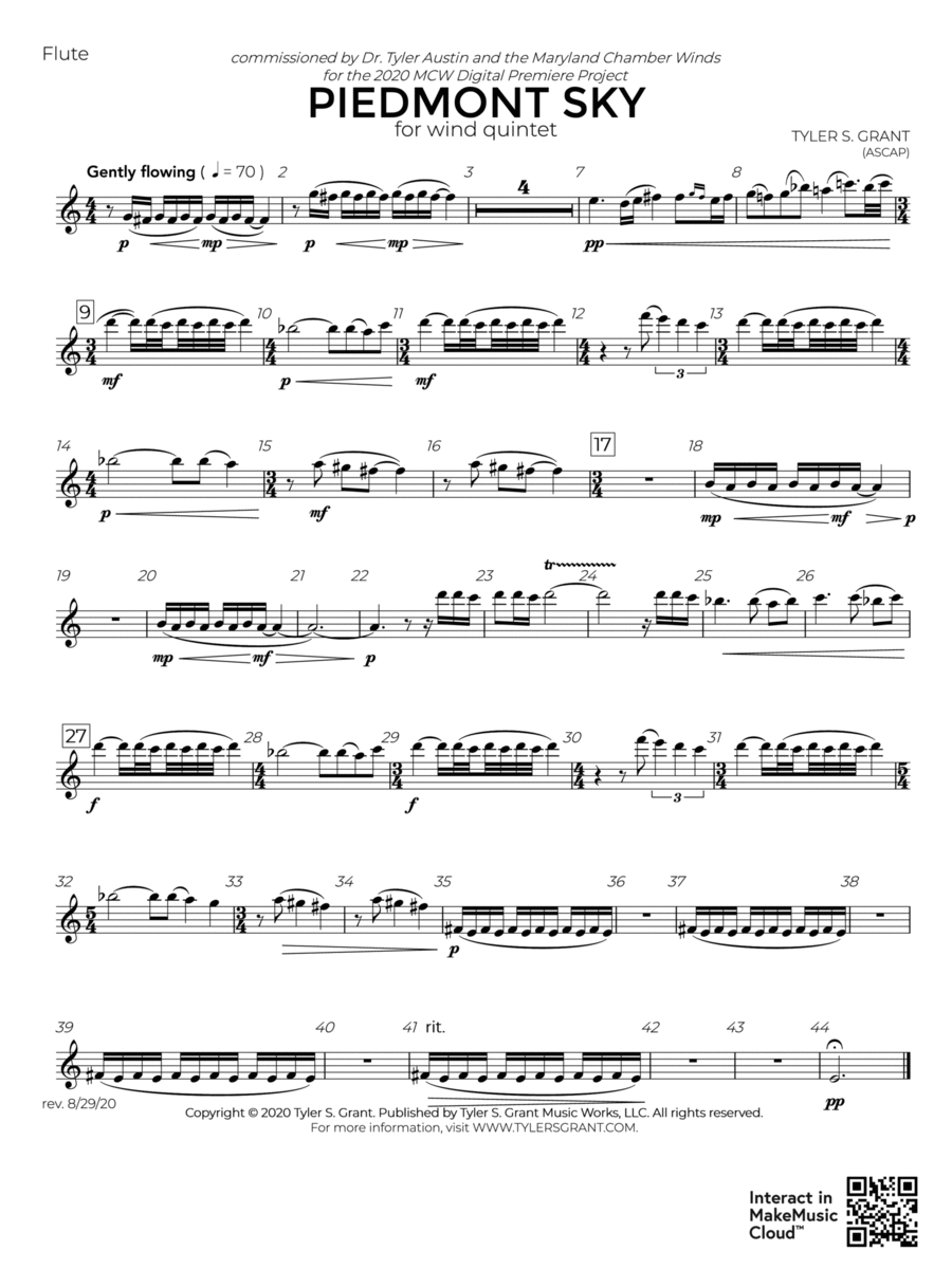 Piedmont Sky: 1st Flute Flute scores gallery preview page 1