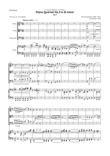 Mendelssohn - Piano Quartet No.3 in B minor, Op.3 ; MWV Q Q 17