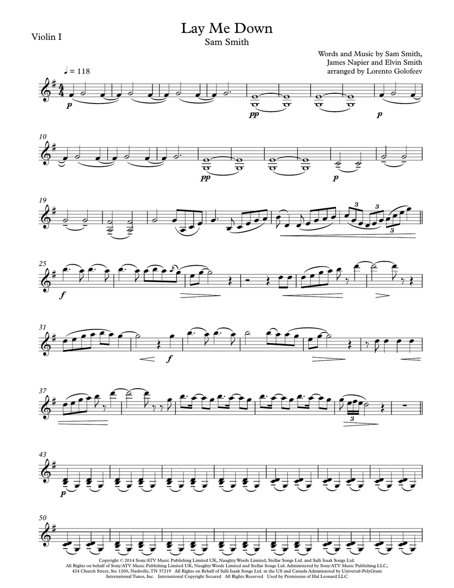 Lay Me Down String Quartet scores gallery preview page 1