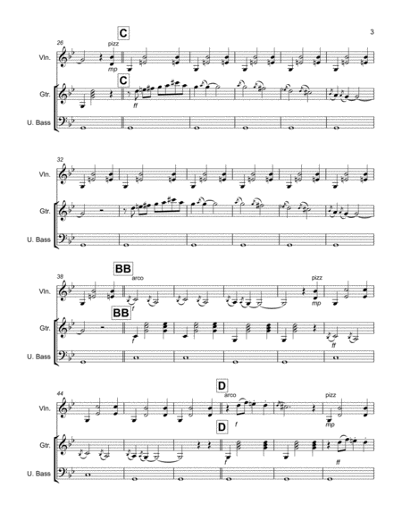 First Gnossienne for Violin, Guitar, and Bass