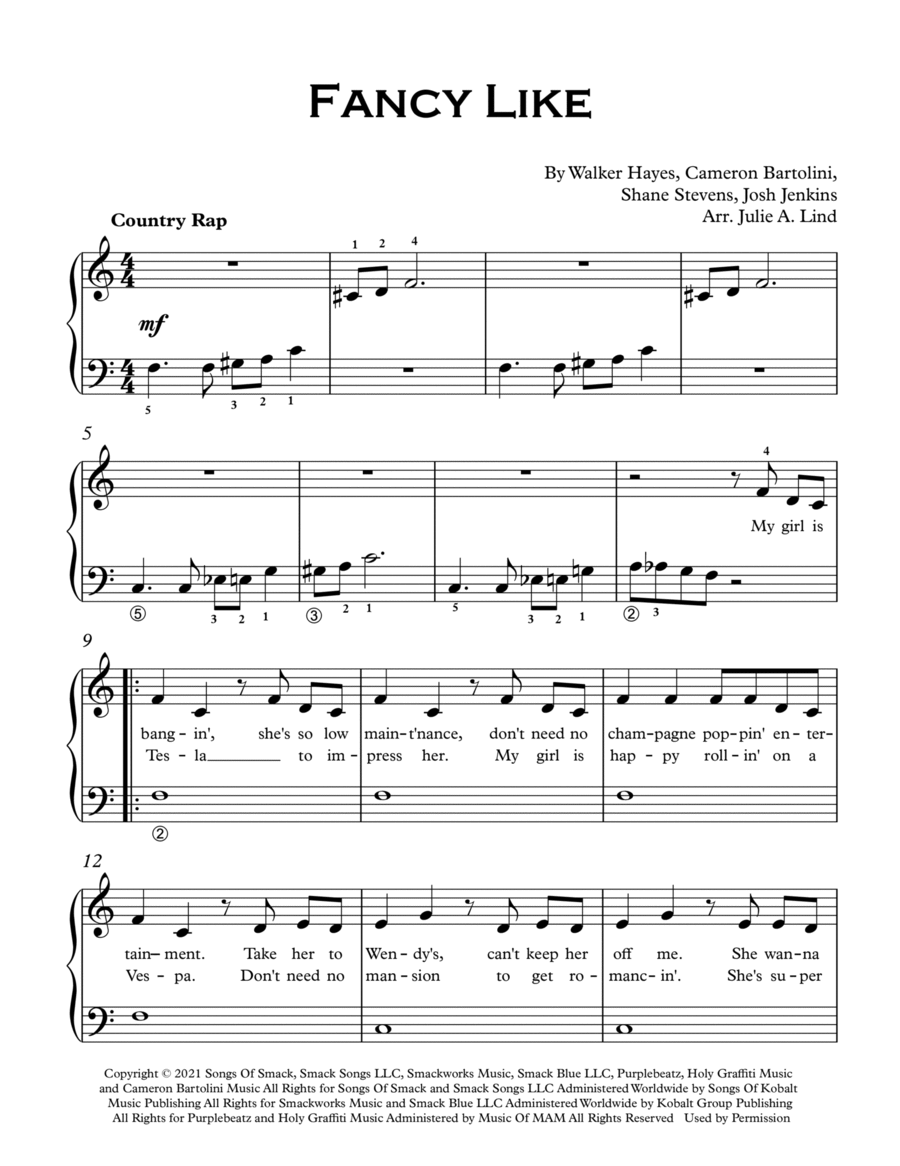 Fancy Like Easy Piano scores gallery preview page 1