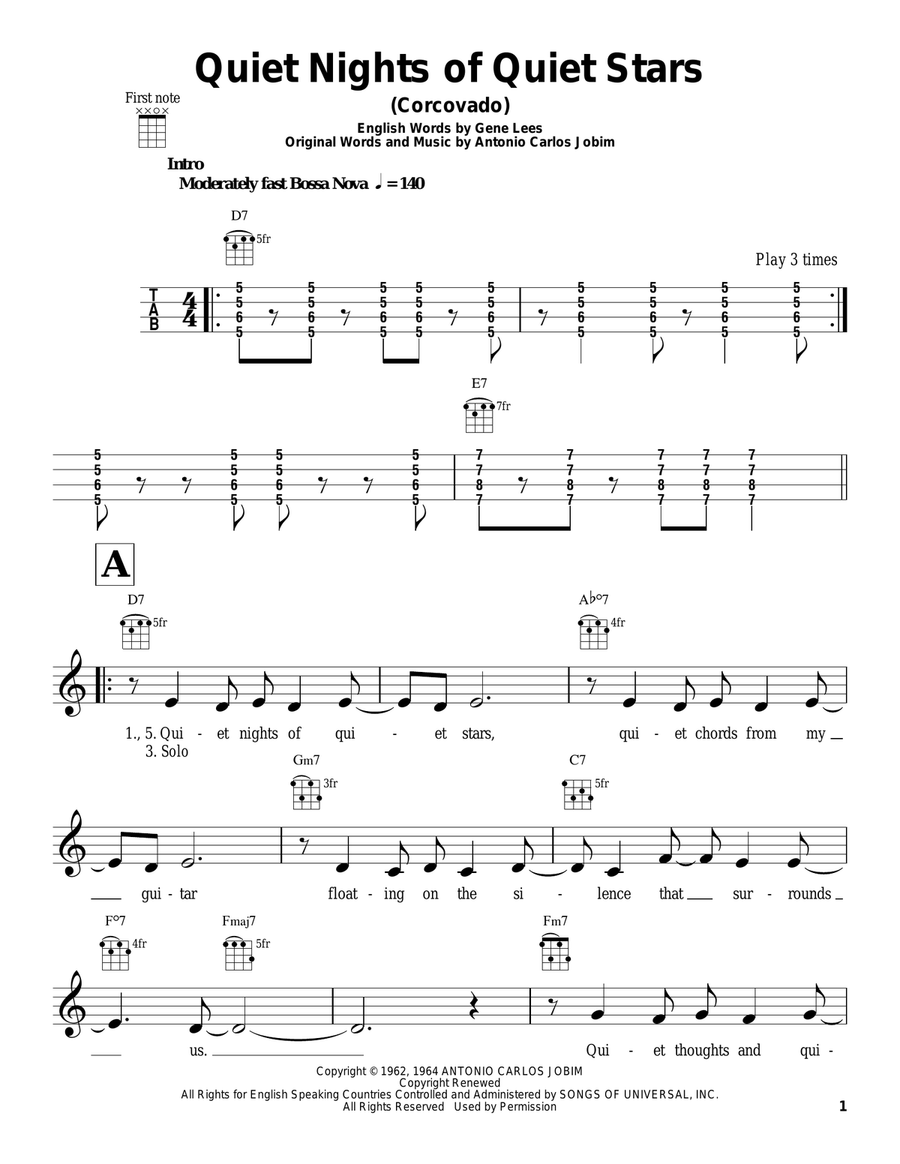 Quiet Nights Of Quiet Stars (Corcovado) Ukulele scores gallery preview page 1