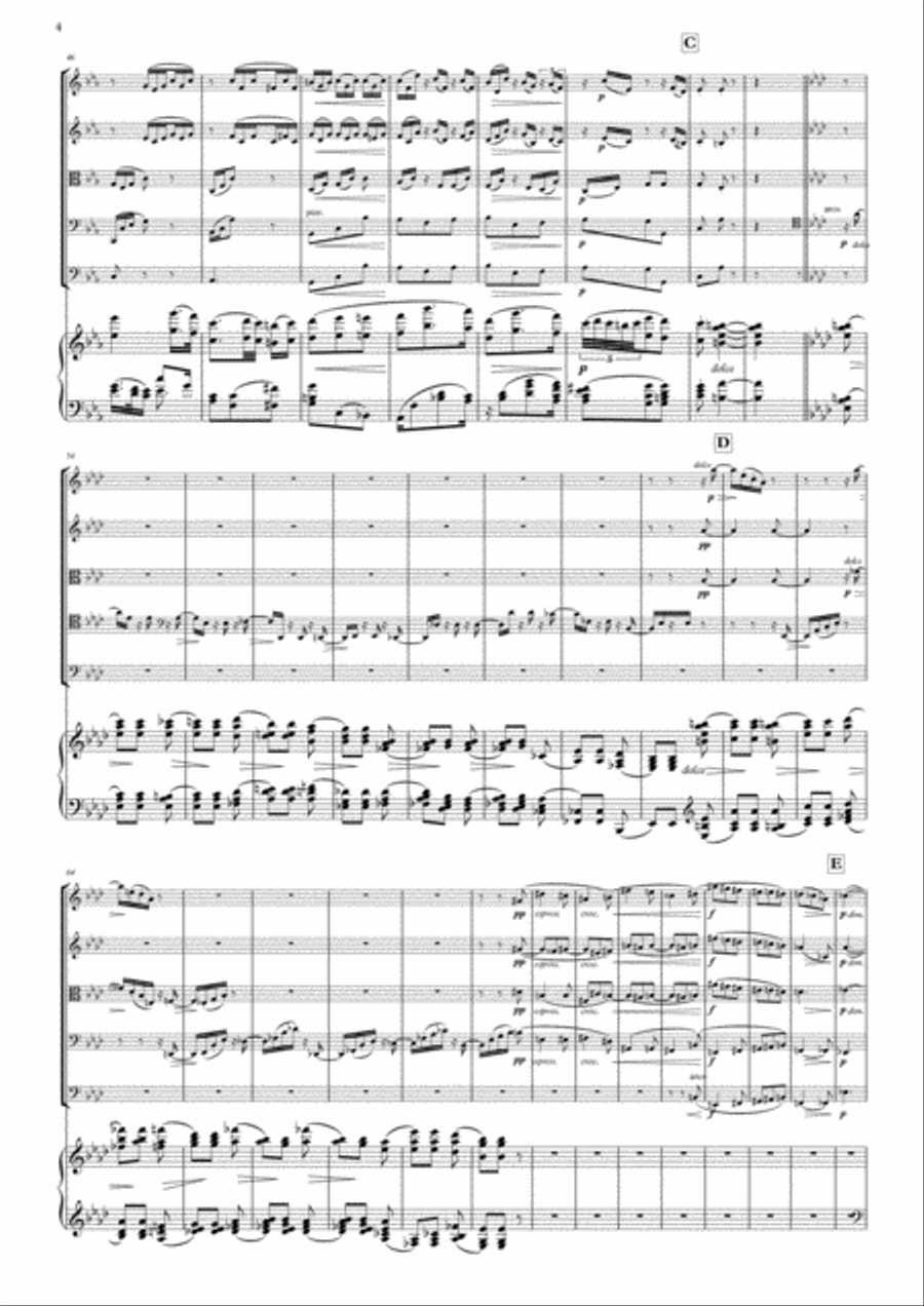 Symphony n°3 op.90, 3rd mvt for String Orchestra (quintet) and Piano Chamber Orchestra scores gallery preview page 4