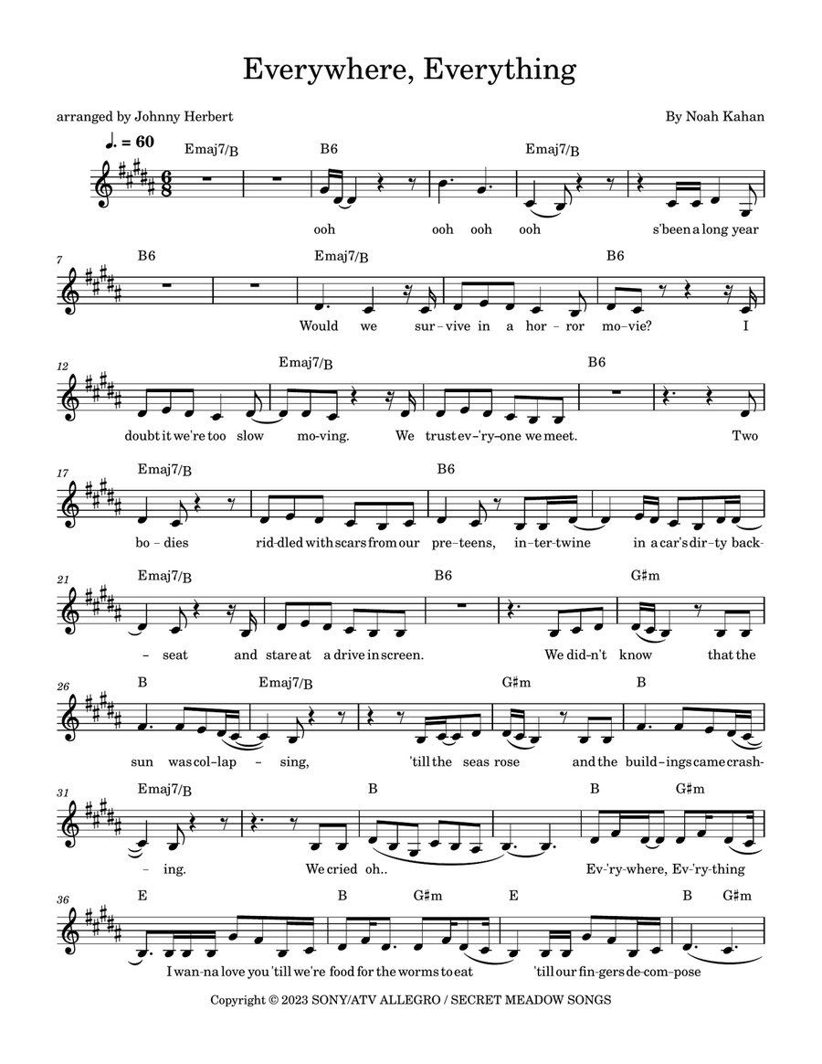 Everywhere, Everything Acoustic Guitar scores gallery preview page 1