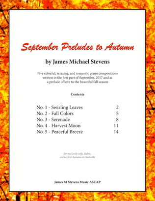 Book cover for September Preludes to Autumn, No. 1-5 (Romantic Piano)