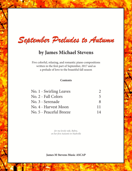 September Preludes to Autumn, No. 1-5 (Romantic Piano) image number null