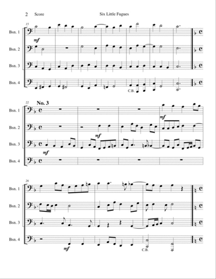 Six Little Fugues - Opus 1 Bassoon Quartet scores gallery preview page 2