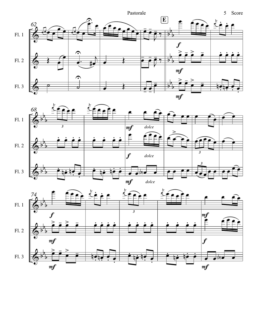 Cecile Chaminade - Pastorale set for Flute Trio Flute Trio scores gallery preview page 6