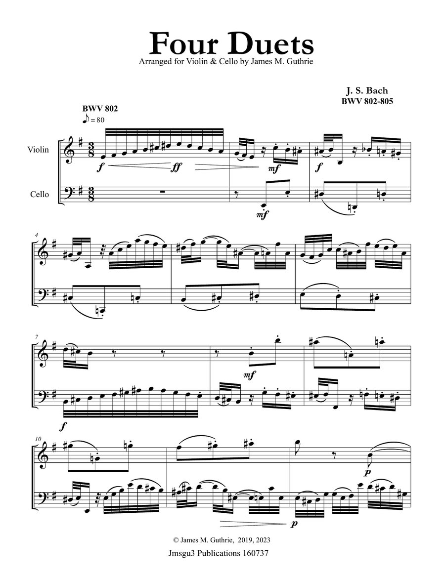 Bach: Four Duets for Violin & Cello
