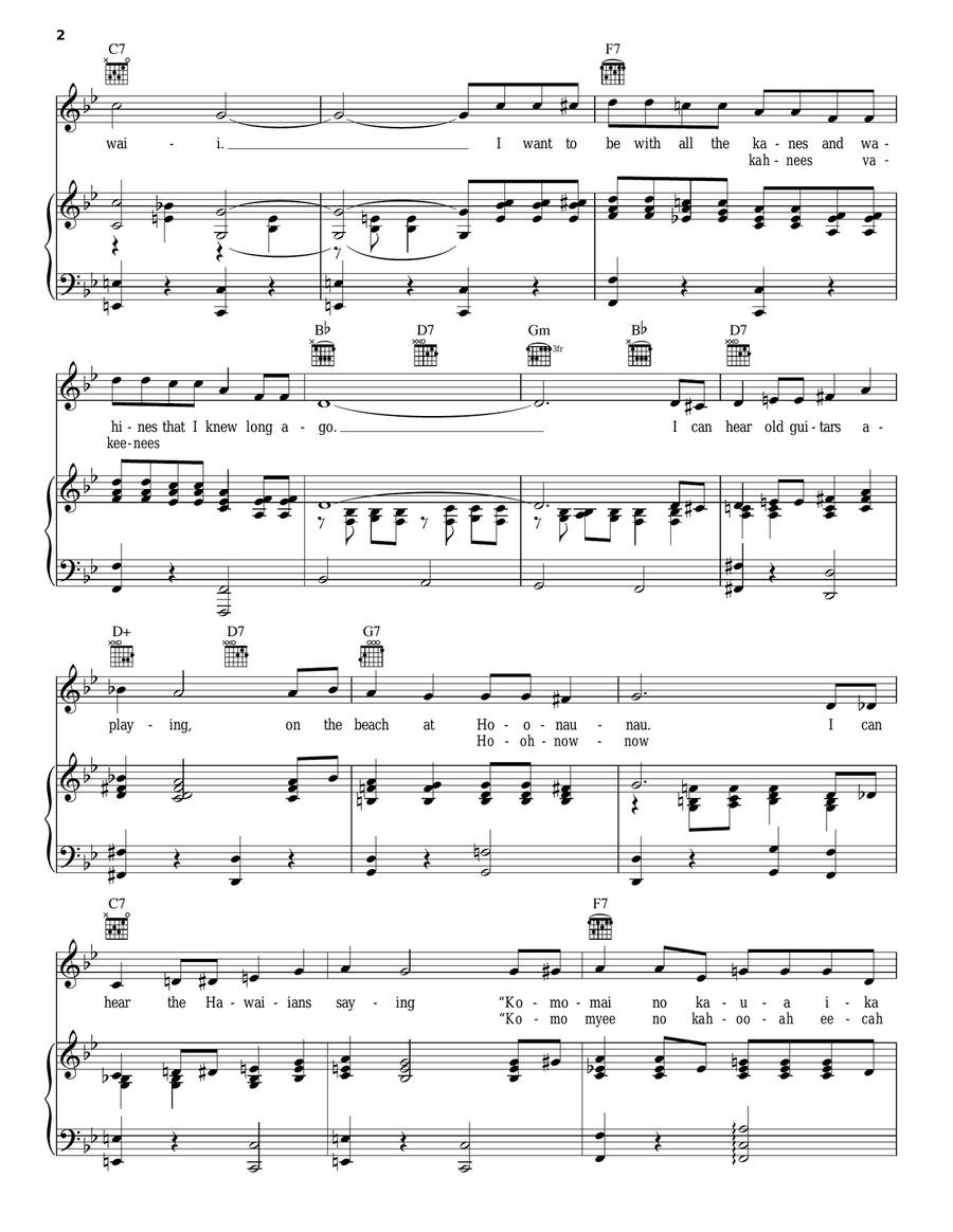 My Little Grass Shack In Kealakekua, Hawaii Piano, Vocal, Guitar scores gallery preview page 2