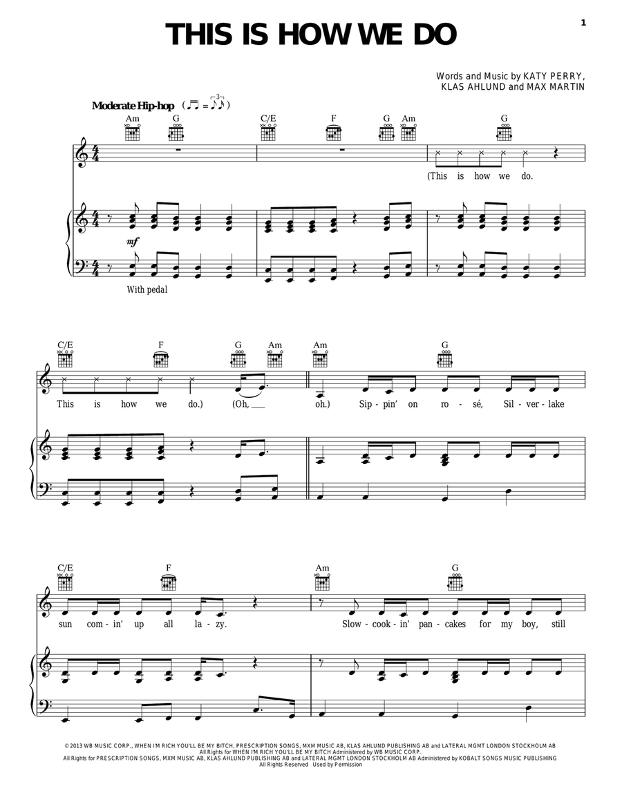 This Is How We Do Piano, Vocal, Guitar scores gallery preview page 1