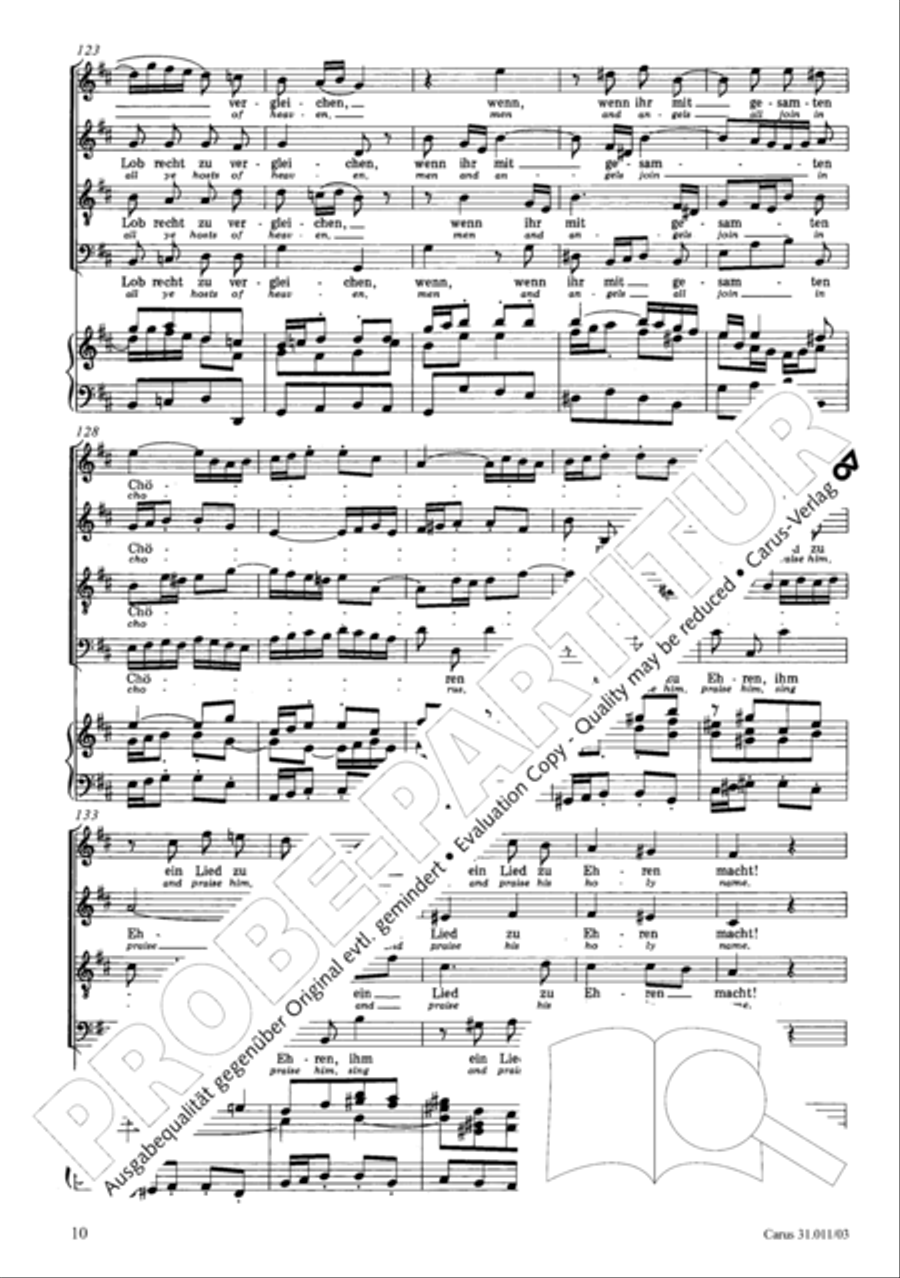 Lobet Gott in seinen Reichen (Himmelfahrtsoratorium) 4-Part scores gallery preview page 11