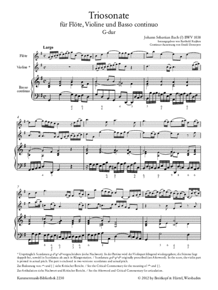 Trio Sonata in G major BWV 1038