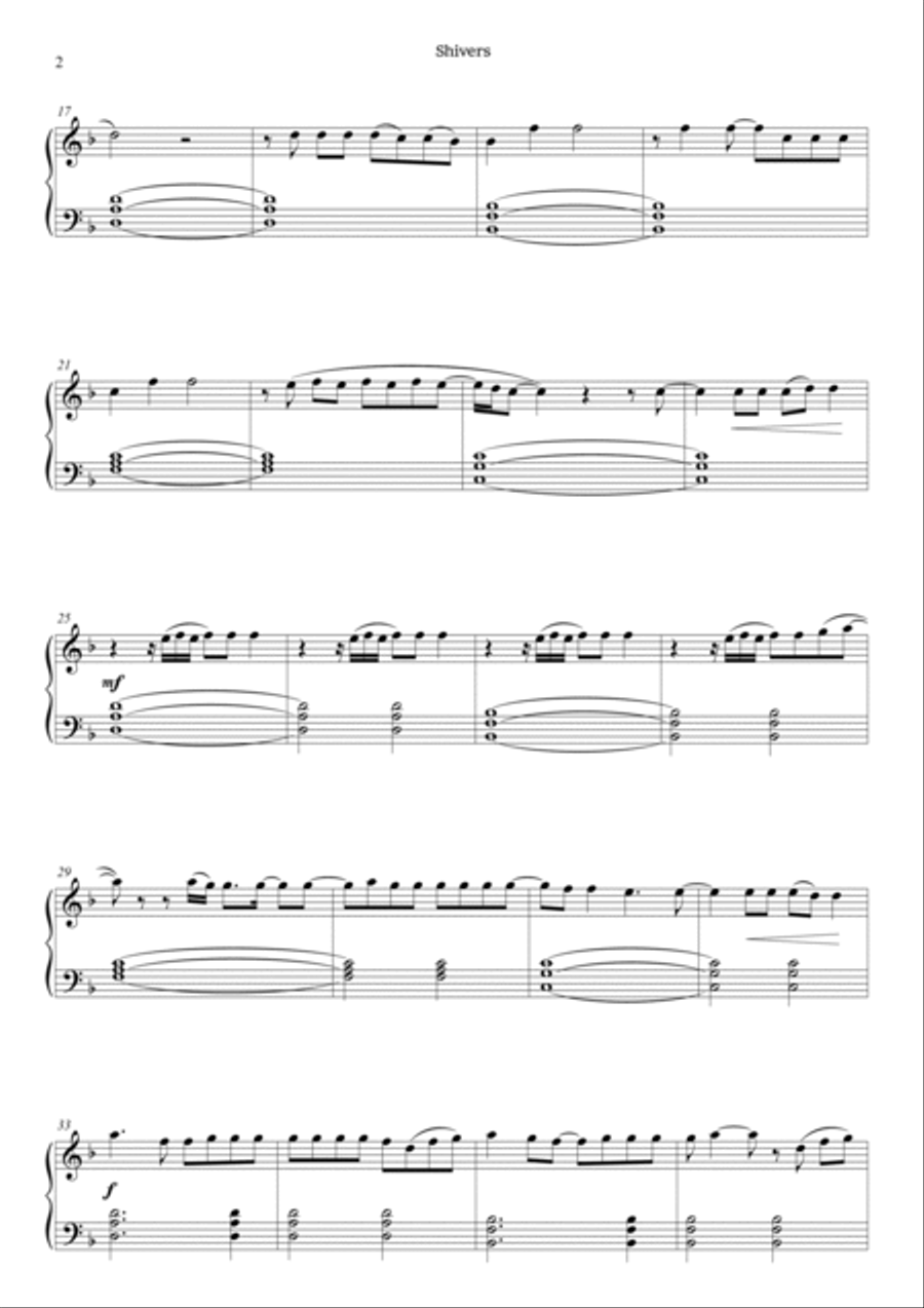 Shivers Easy Piano scores gallery preview page 3