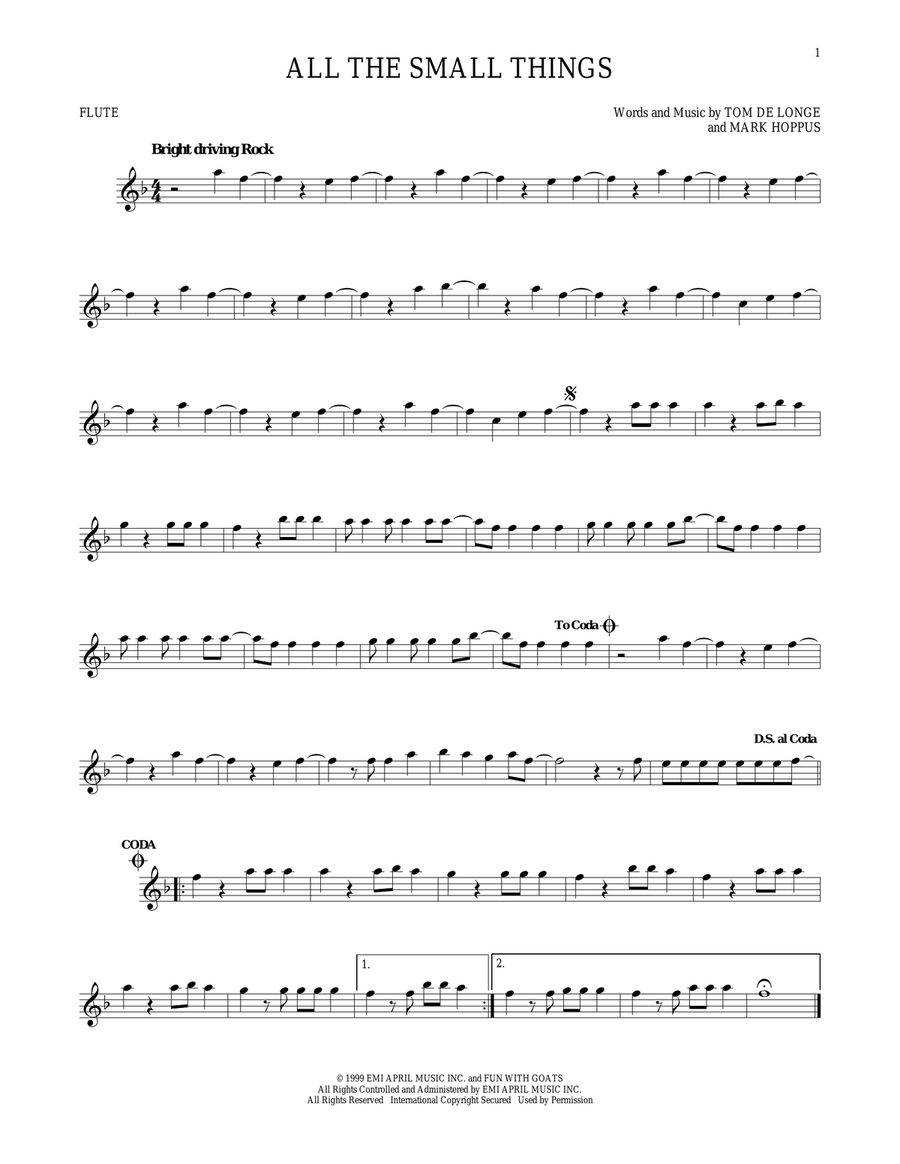 All The Small Things All The Small Things Flute Solo scores gallery preview page 1