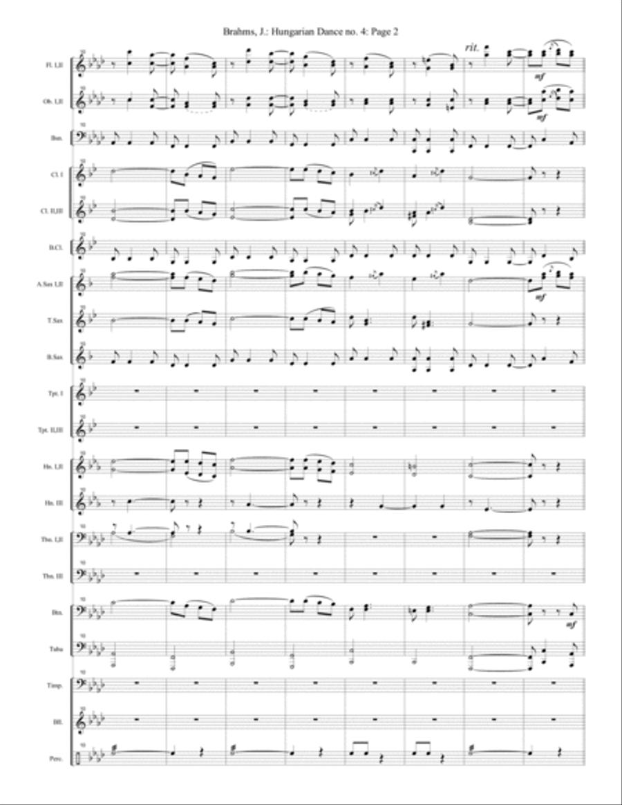 Hungarian Dance no. 4 Hungarian Dance no. 4 Concert Band scores gallery preview page 2