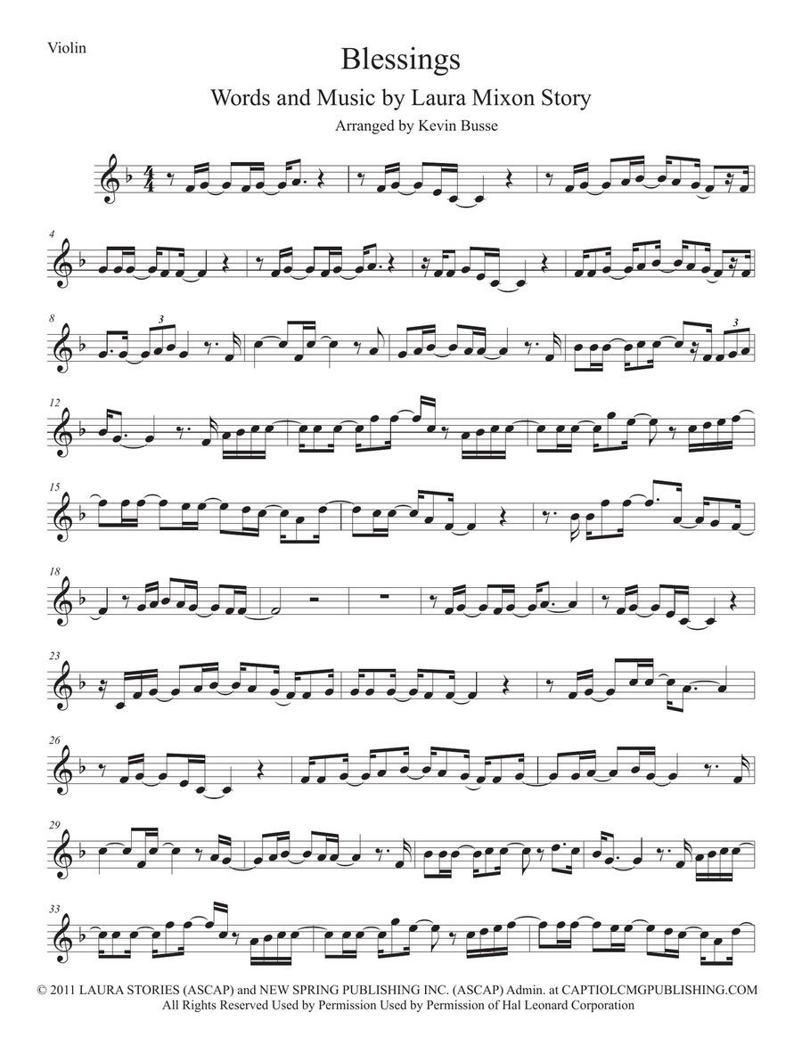 Blessings Blessings Violin Solo scores gallery preview page 1