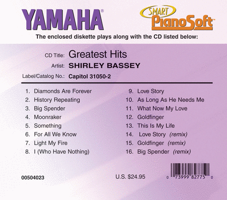 Shirley Bassey - Greatest Hits - Piano Software