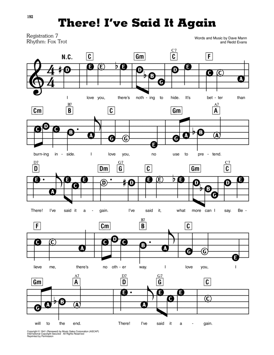 There! I've Said It Again Electronic Keyboard scores gallery preview page 1