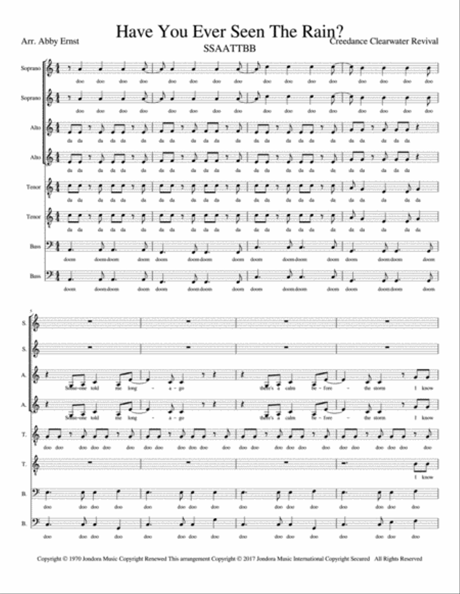 Have You Ever Seen The Rain? 4-Part scores gallery preview page 1