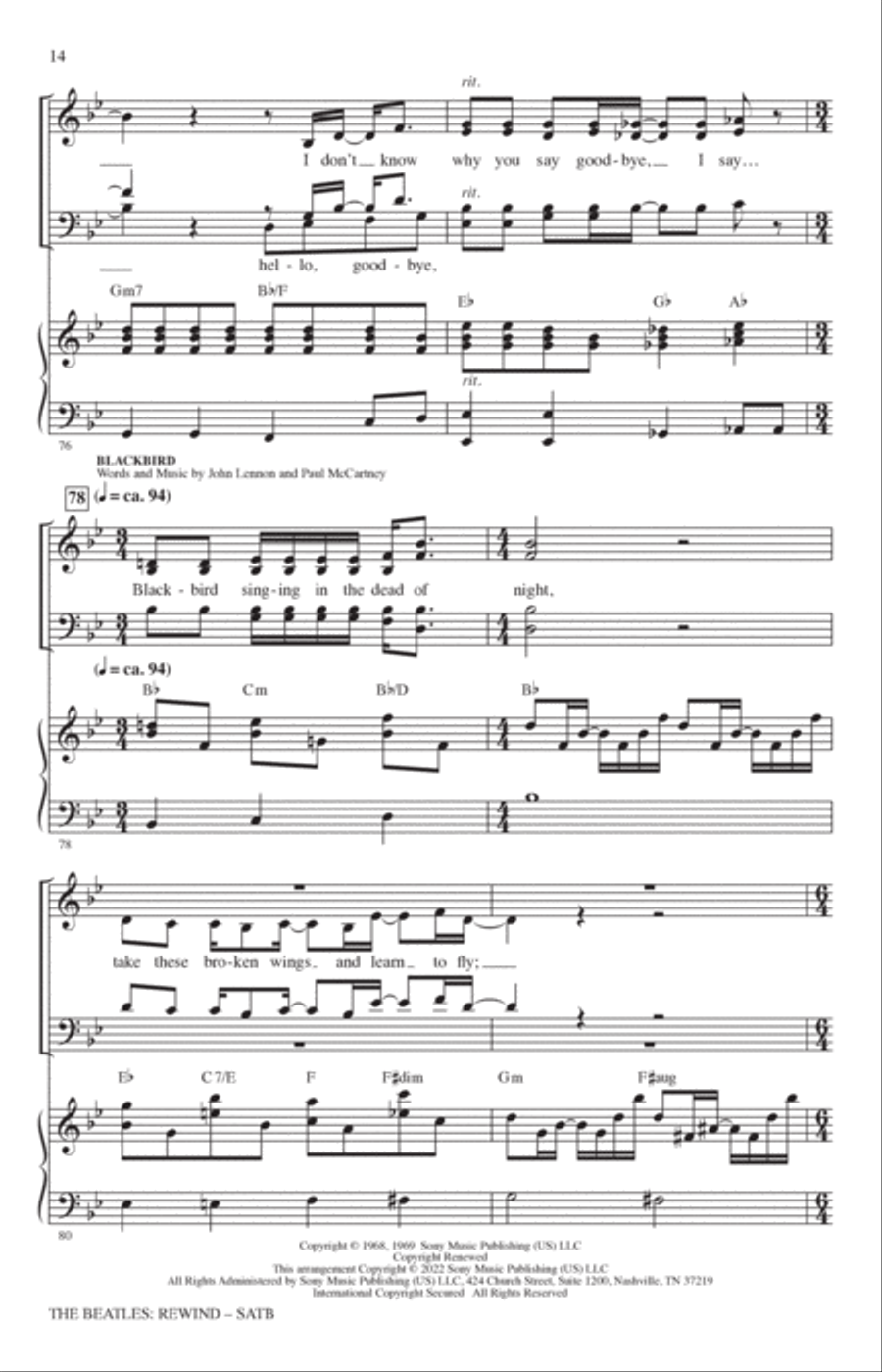The Beatles: Rewind (Medley) (arr. Mark Brymer) 4-Part scores gallery preview page 13