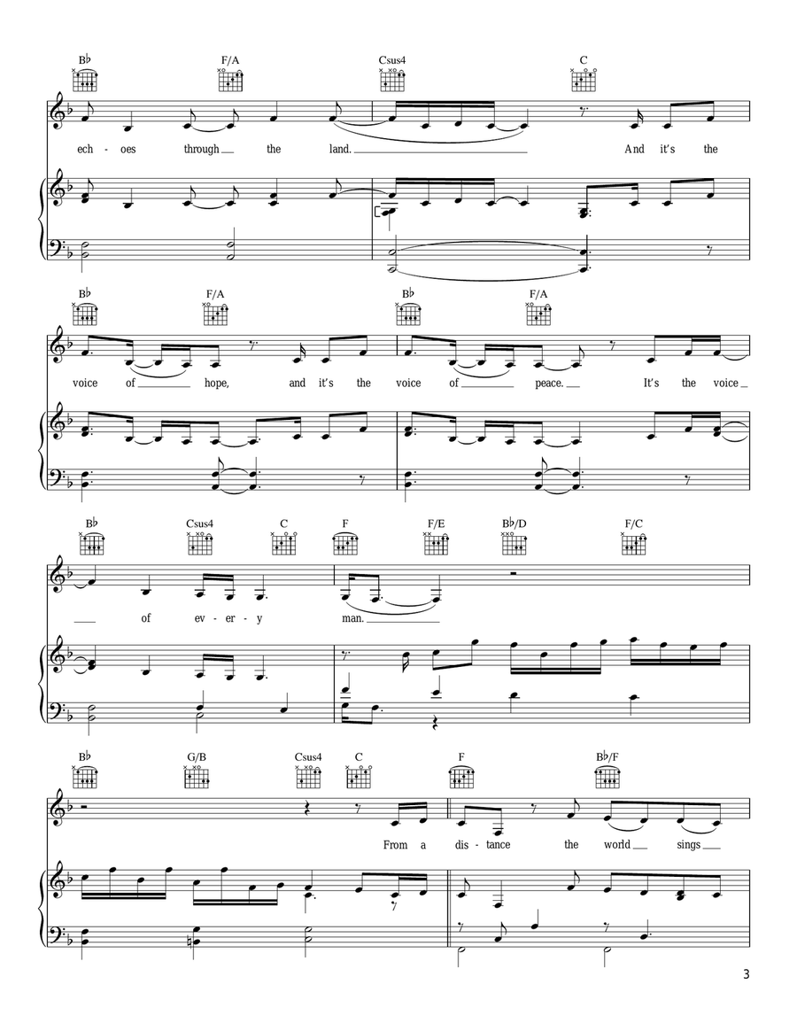 From A Distance (Christmas Version) Piano, Vocal, Guitar scores gallery preview page 3