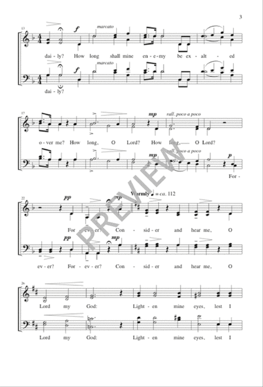 Psalm 13: How Long Wilt Thou Forget Me 4-Part scores gallery preview page 3
