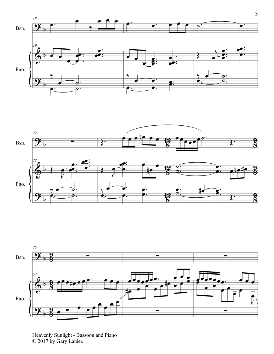 HEAVENLY SUNLIGHT (Duet - Bassoon & Piano with Score/Part) Bassoon Solo scores gallery preview page 4