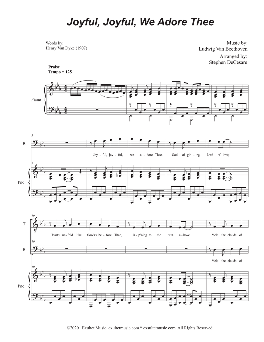 Joyful, Joyful, We Adore Thee (2-part choir - (TB)