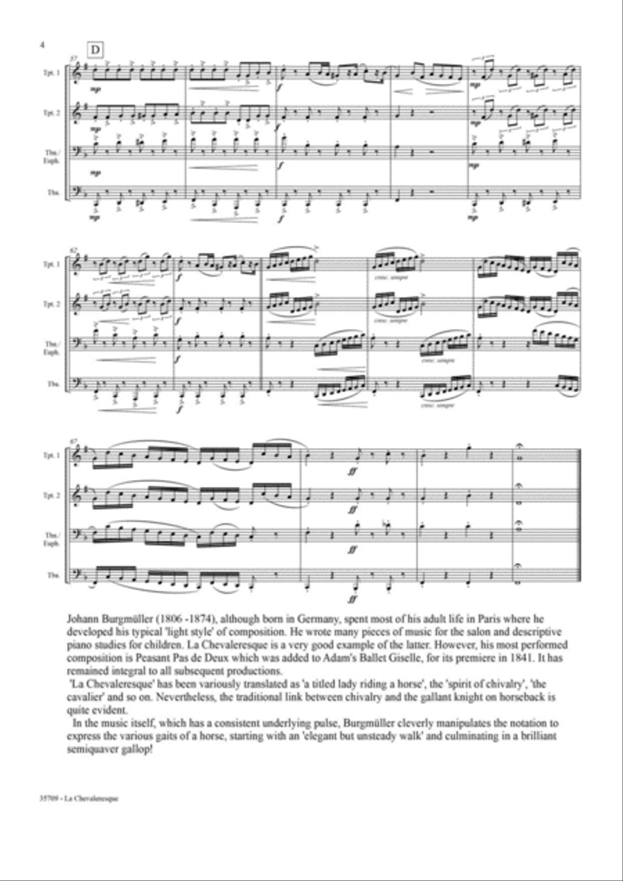 LA CHEVALERESQUE (THE CAVALIER) BRASS QUARTET Brass Quartet scores gallery preview page 5