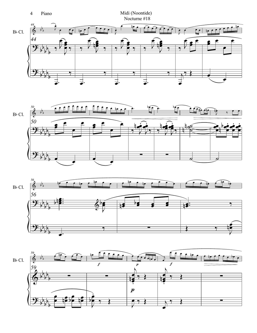 Midi (noontide) by John Field set for Bb clarinet and piano B-Flat Clarinet scores gallery preview page 4