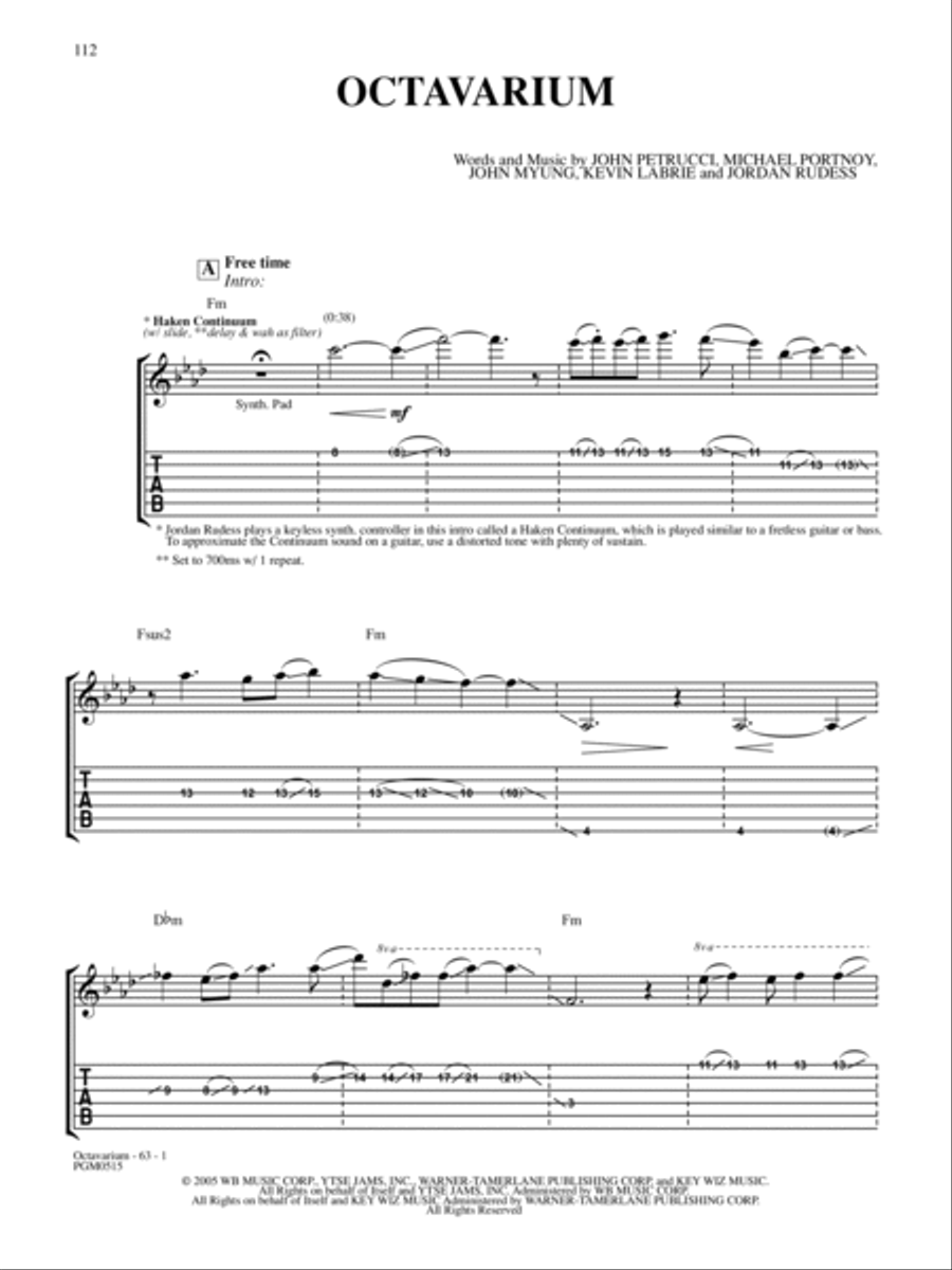Octavarium Guitar Tablature scores gallery preview page 1