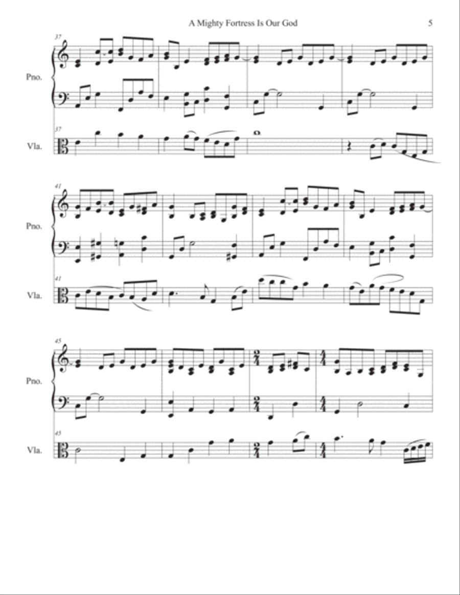 A Mighty Fortress VIOLA Solo Piano scores gallery preview page 5