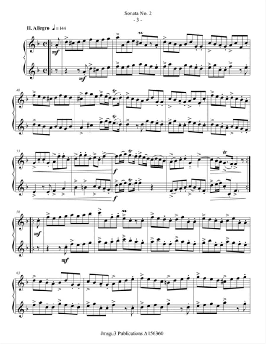 Loeillet: Sonata No. 2 for Alto Flute Duo Flute Duet scores gallery preview page 3
