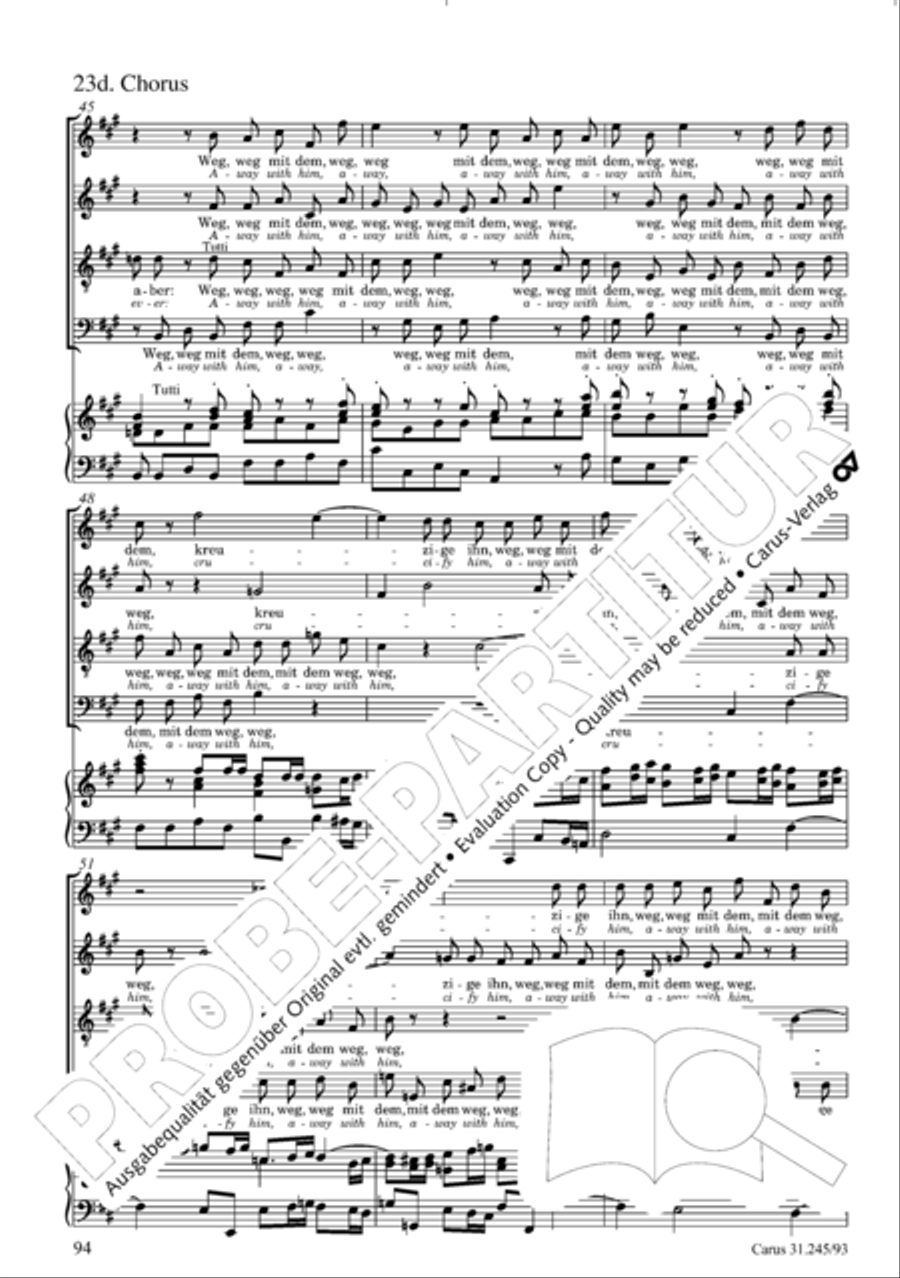 St. John Passion (Johannes-Passion) 4-Part scores gallery preview page 95