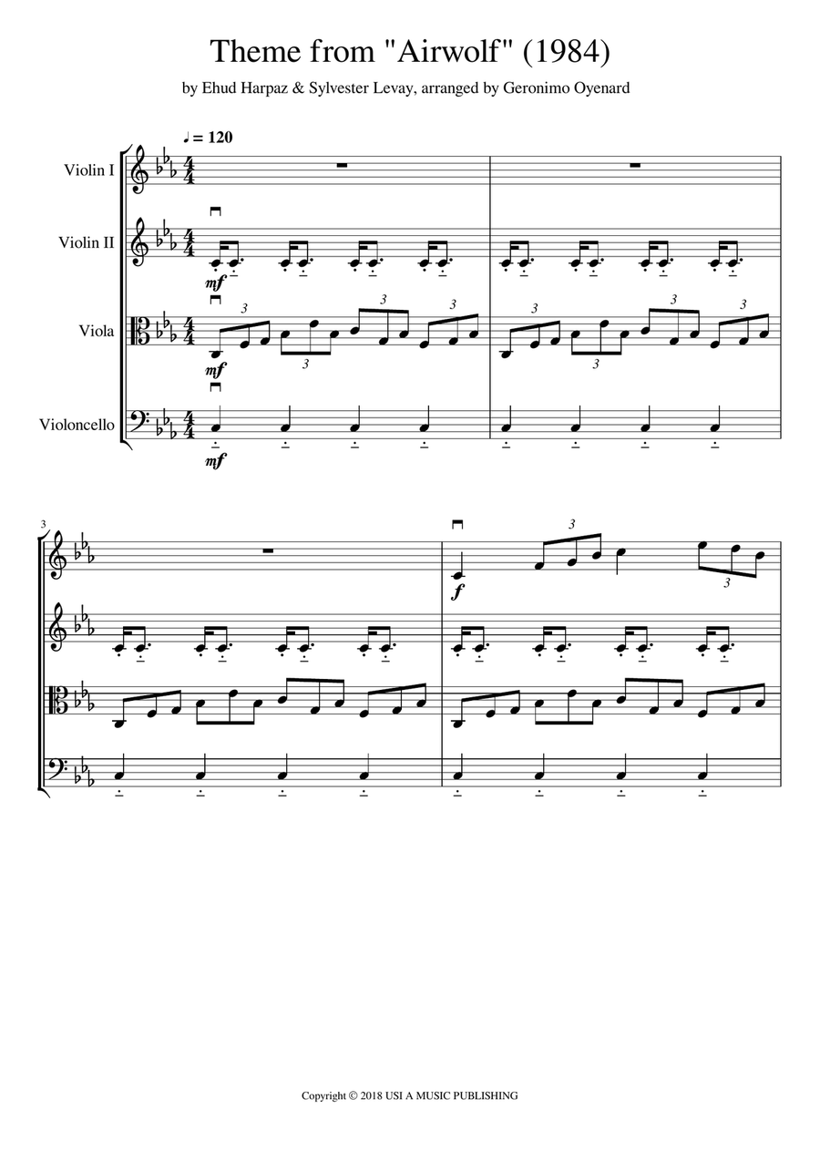 Airwolf Theme String Quartet scores gallery preview page 3
