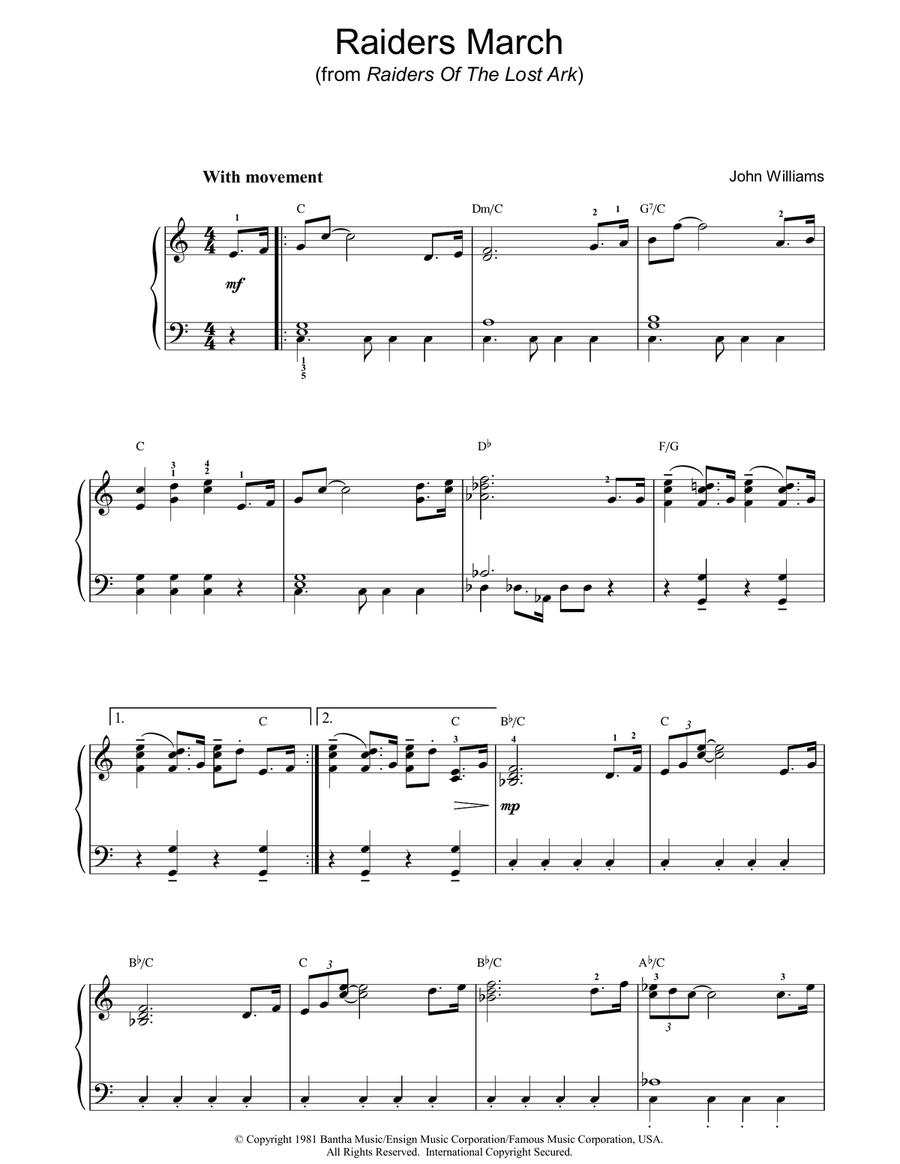 Raiders March Raiders March Piano Solo scores gallery preview page 1