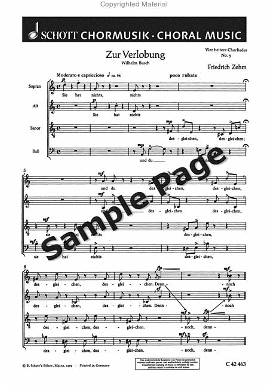 Zehm F Zur Verlobung 4-Part scores gallery preview page 2