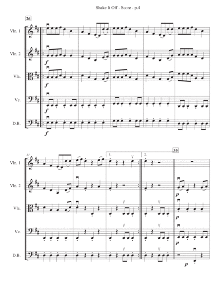 Shake It Off String Quartet scores gallery preview page 5