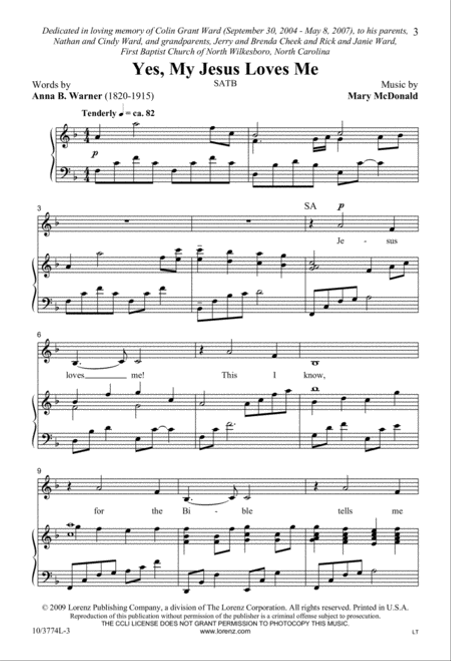 Yes, My Jesus Loves Me SSAA scores gallery preview page 2