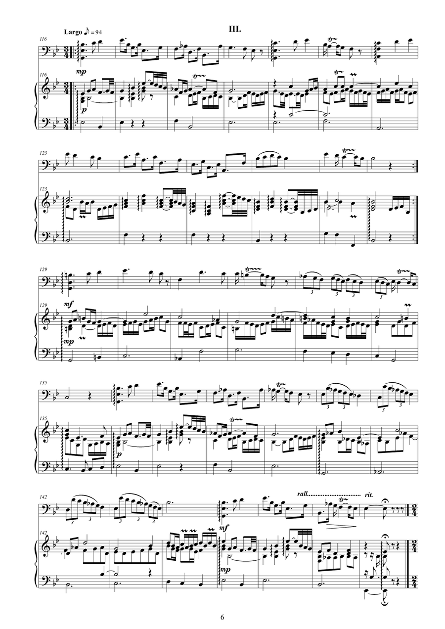 Vivaldi - Cello Sonata No.1 in B flat Op.14 RV 47 for Cello and Cembalo (or Piano) String Duet scores gallery preview page 6