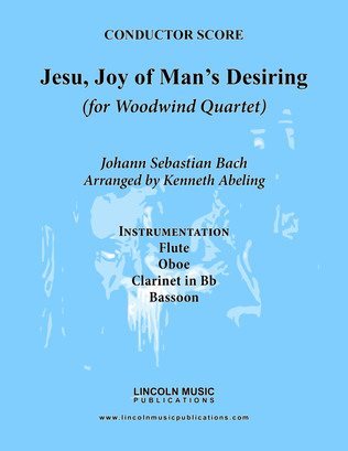 Book cover for Bach - Jesu, Joy of Man’s Desiring (for Woodwind Quartet)