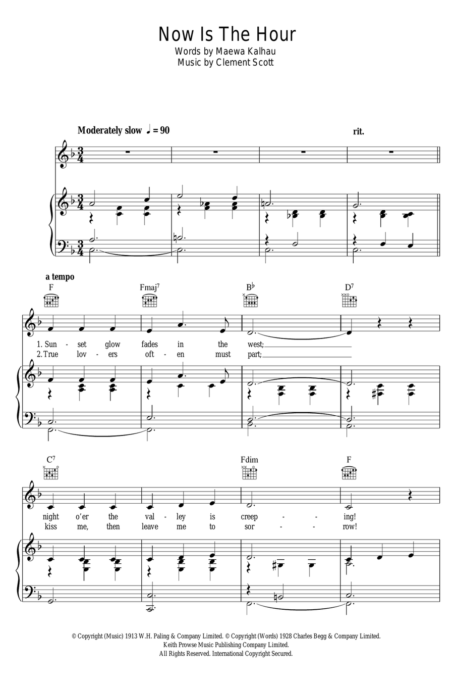 Now Is The Hour Now Is The Hour Piano, Vocal scores gallery preview page 1