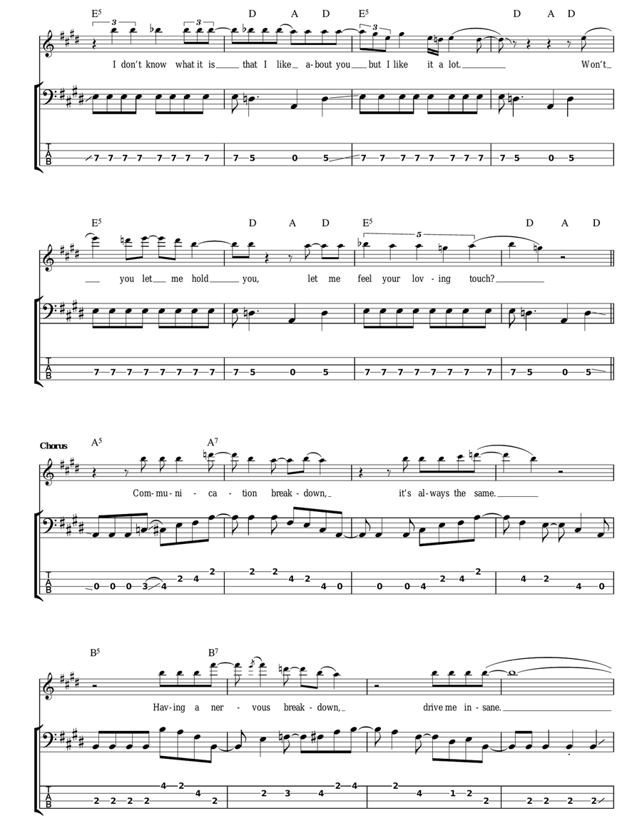 Communication Breakdown Communication Breakdown Bass Guitar Tablature scores gallery preview page 2