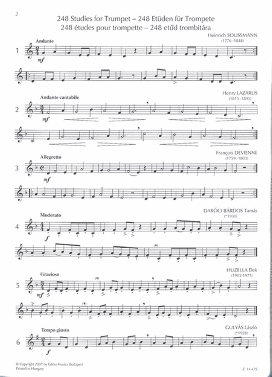 248 Etüden für Trompete Trumpet Solo scores gallery preview page 2