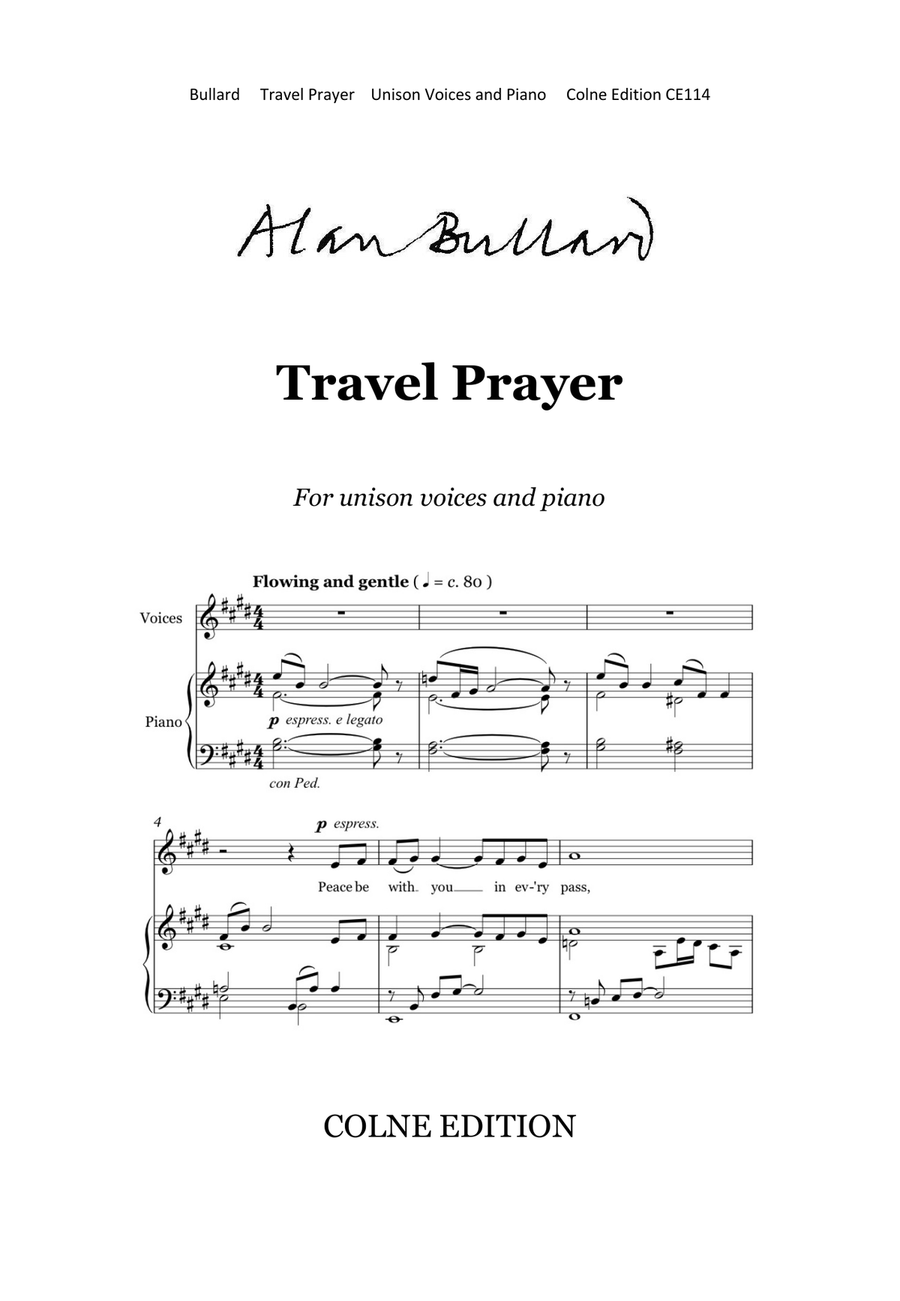 Travel Prayer (unison voices and piano) Unison Choir scores gallery preview page 1