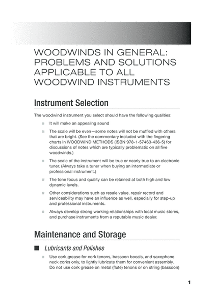 Woodwind Instruments: Purchasing, Maintenance, Troubleshooting, and More