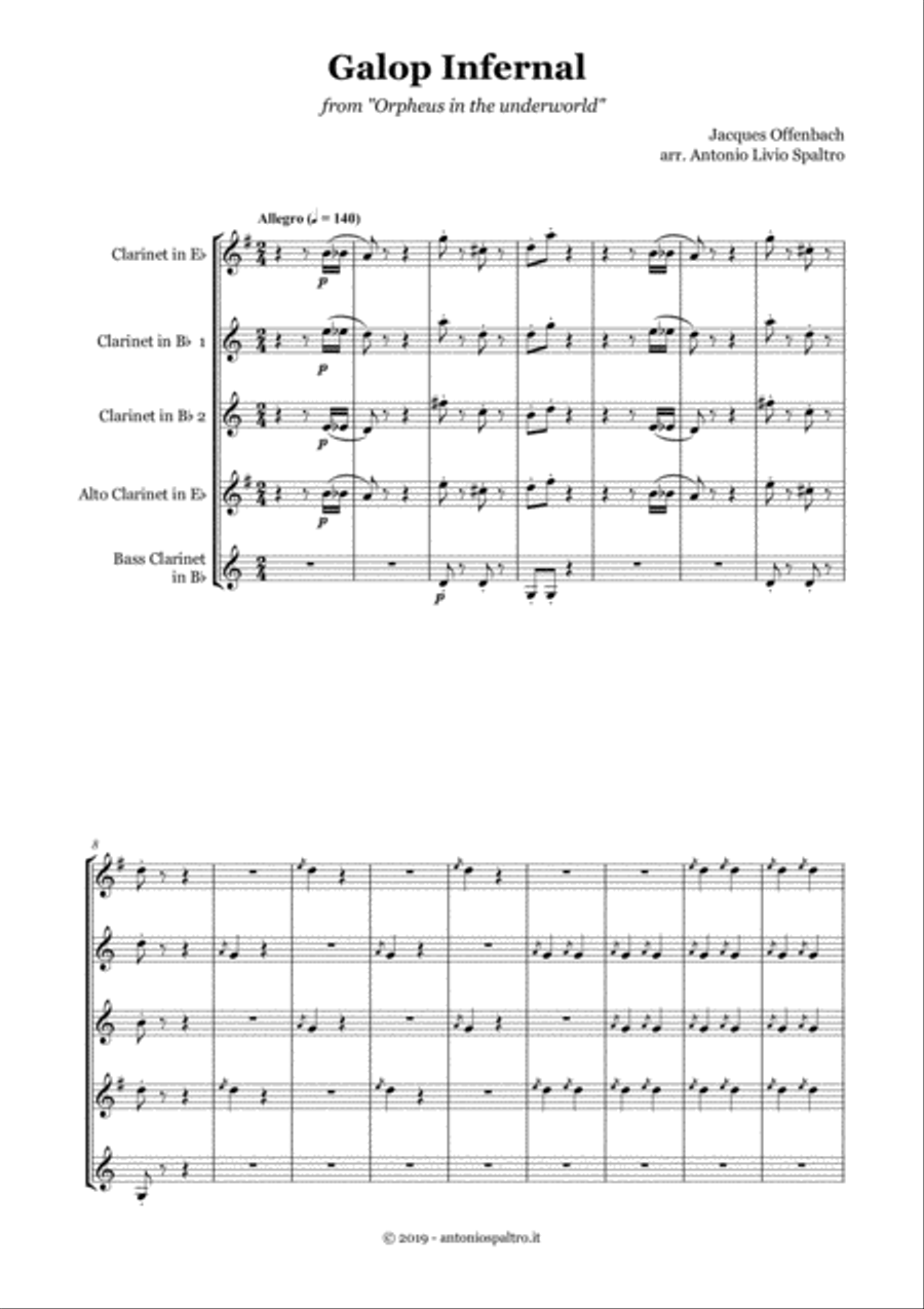 Galop Infernal (Can Can) for Clarinet Choir image number null